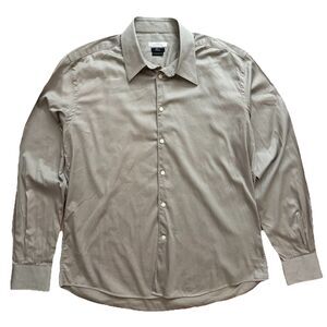 Versace Collection Trend Mens Dress Shirt 45 EU 18" Tan Long Sleeve Cotton Italy